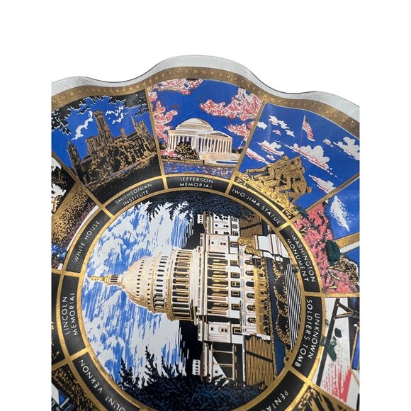 Washington D.C. Souvenir Decorative Fluted Glass Trinket Dish Iconic Landmarks - Picture 8 of 8